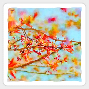 Watercolor Red Floral Branch Sticker